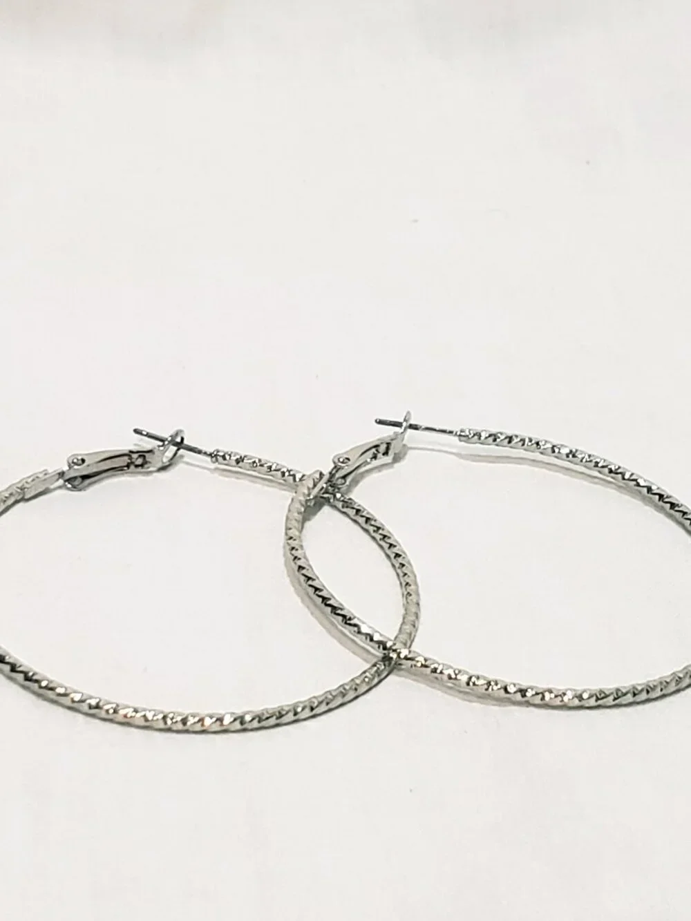 Hoop Textured Earrings Pierced 2